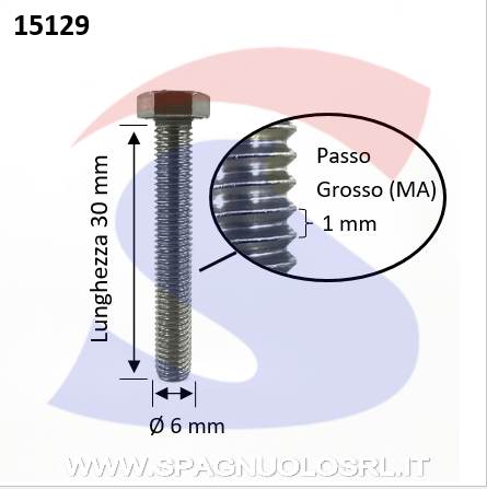 VITE T.ESAG.INOX A2 M6X30 PASSO GROSSO TOTAL.FILET. - INOX 933-2-6*30