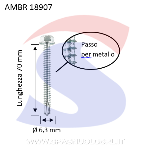 VITI AUTOPERFORANTI 6,3X70ZINCATA TOTALMENTE FILETTATA - AMBROVIT 18907