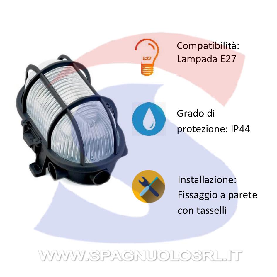 Plafoniera LED Ovale a Tartaruga nera con gabbia - MASTER 01100