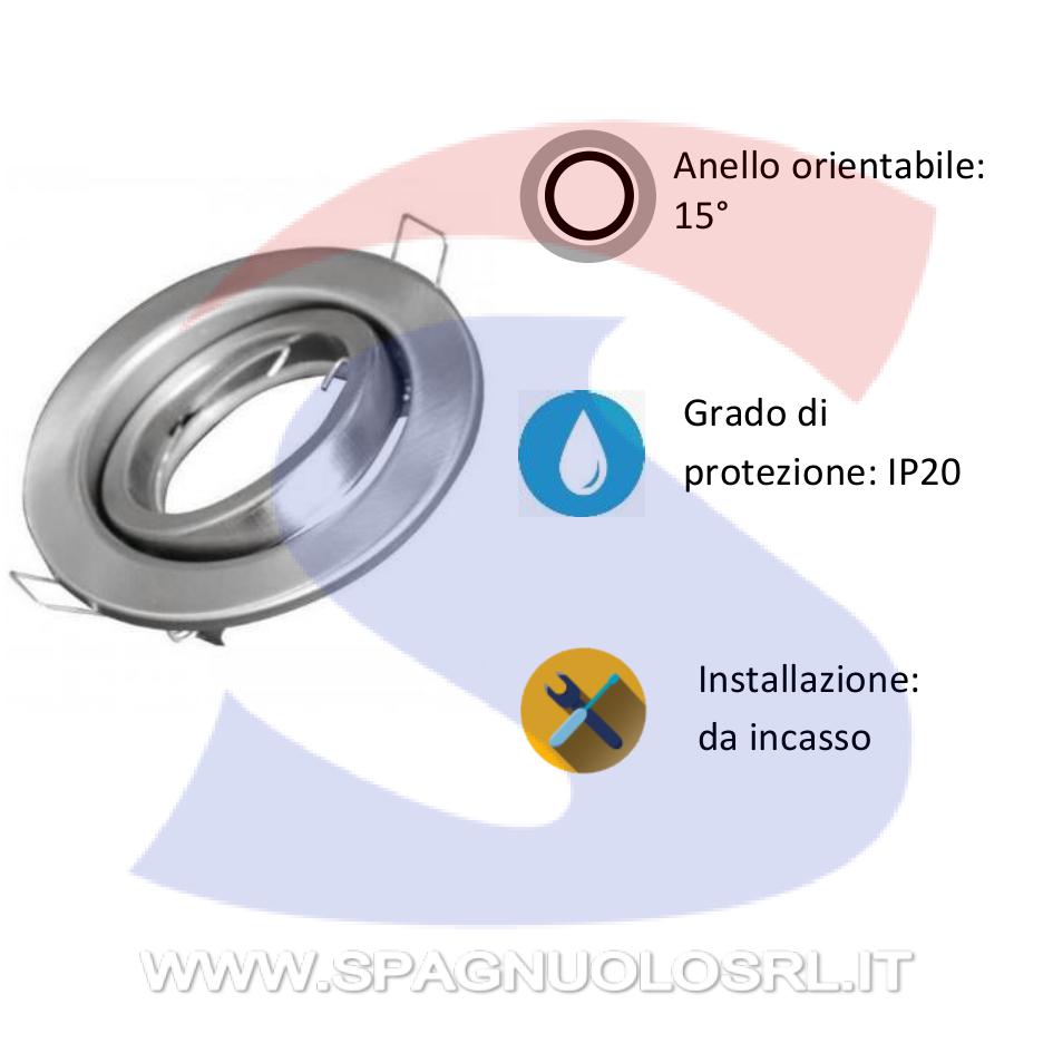 Portafaretto GU10 Orientabile Rotondo da Incasso in metallo - VTAC 3470