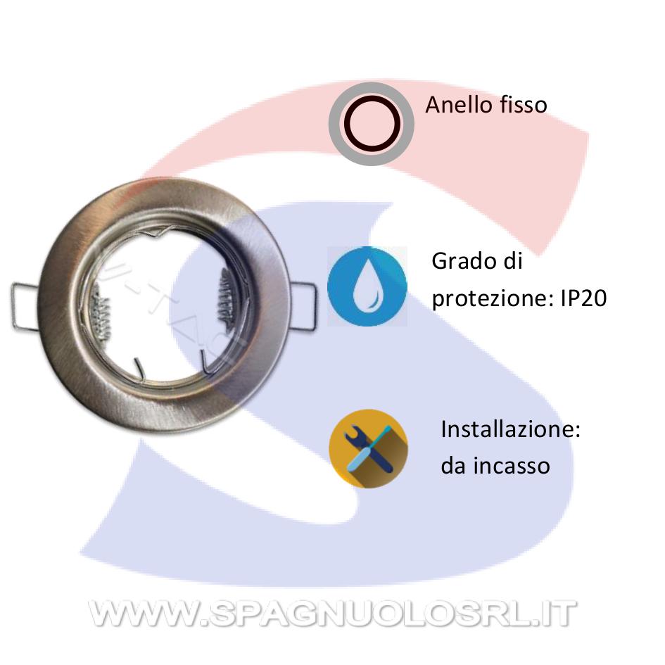 Portafaretto GU10 Fisso Rotondo da Incasso in metallo - VTAC 3585