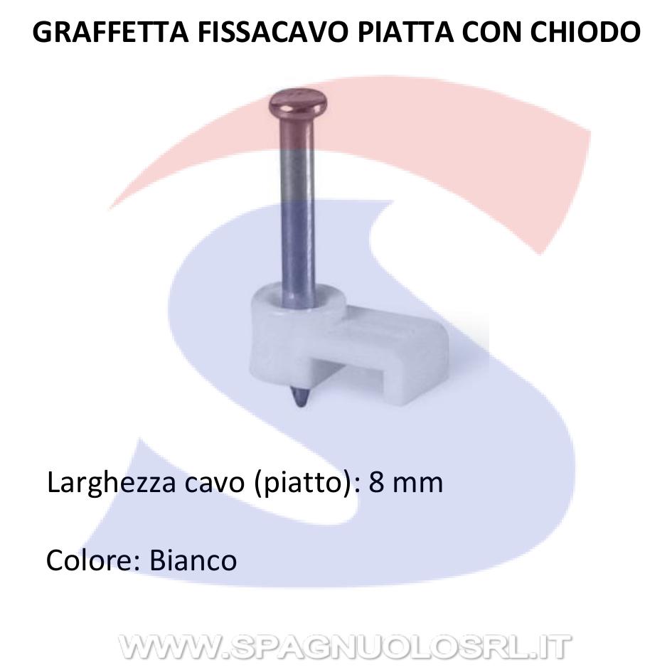 Graffetta con chiodo per cavo piatto 8 mm Bianca - SCAME 830.30/P8