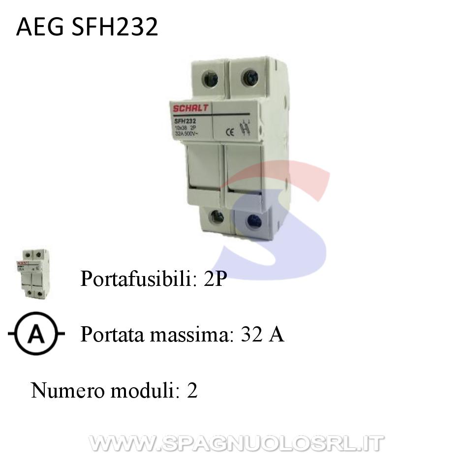 Portafusibile sezionabile 2P 32 A 500V, 2 moduli - AEG SFH232
