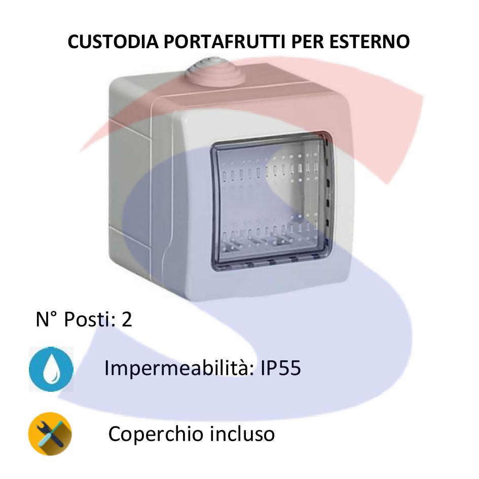 Cassetta portafrutti da esterno 76x76x63 mm 2 posti - BTICINO 24502