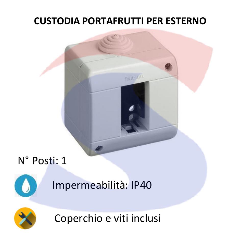 Cassetta portafrutti da esterno 76x76x55 mm 1 posto - BTICINO 25401