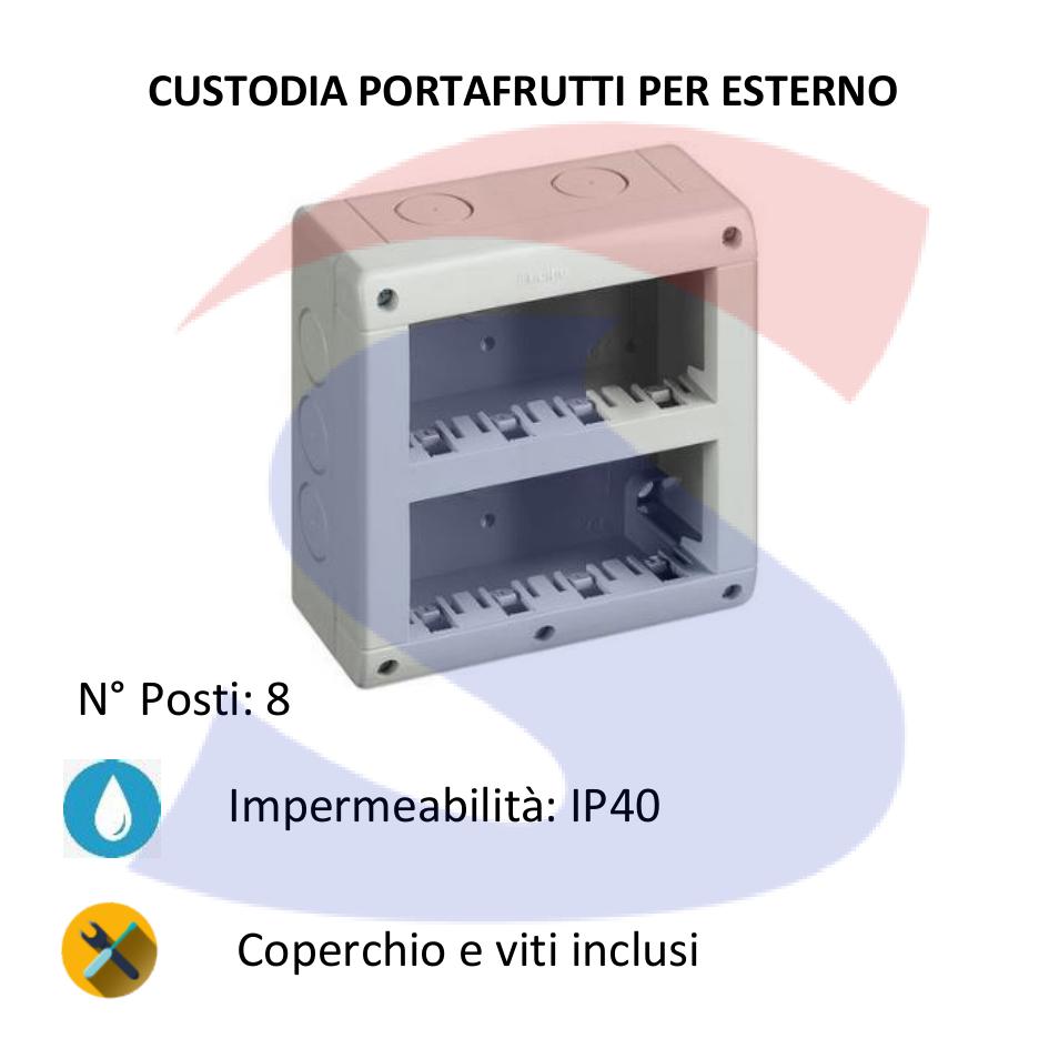 Cassetta portafrutti da esterno 132x162x55 mm 8 posti - BTICINO 25408V