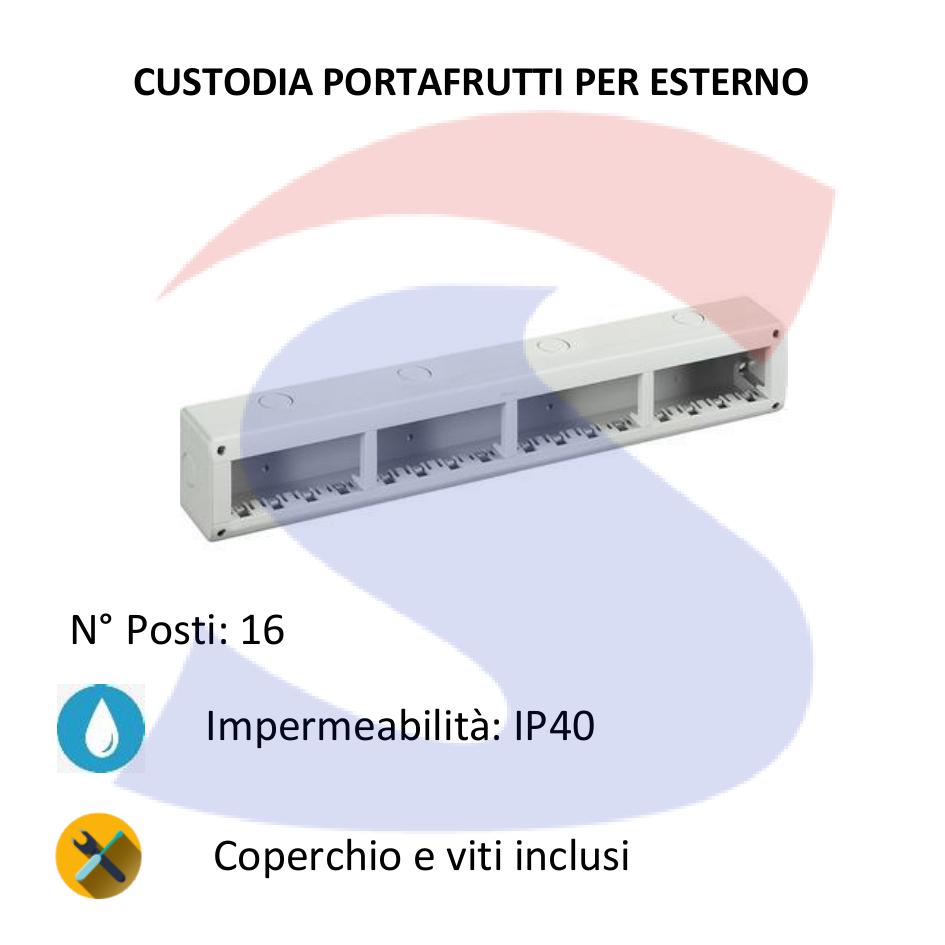 Cassetta portafrutti da esterno 435x76x55 mm 16 posti - BTICINO 25416