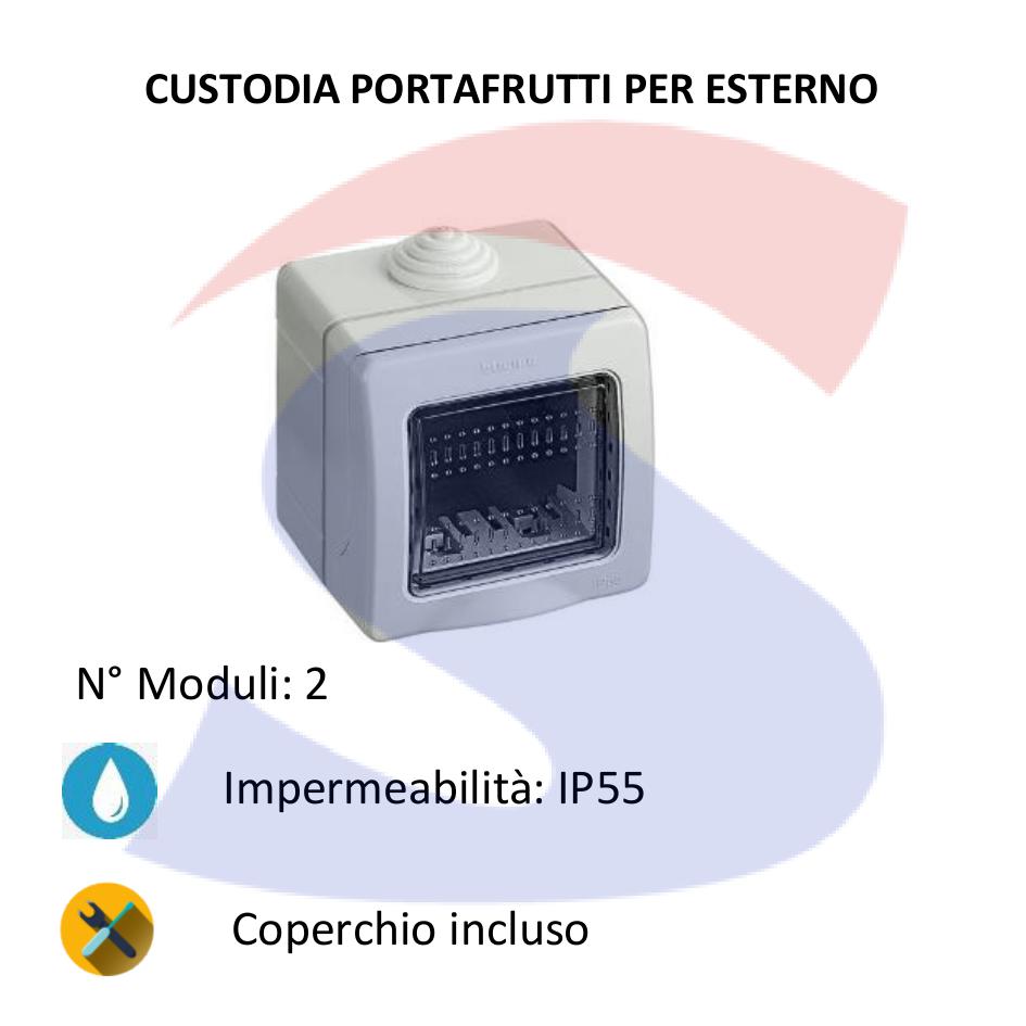 Cassetta portafrutti da esterno 76x76x65 mm 2 posti - BTICINO 25502