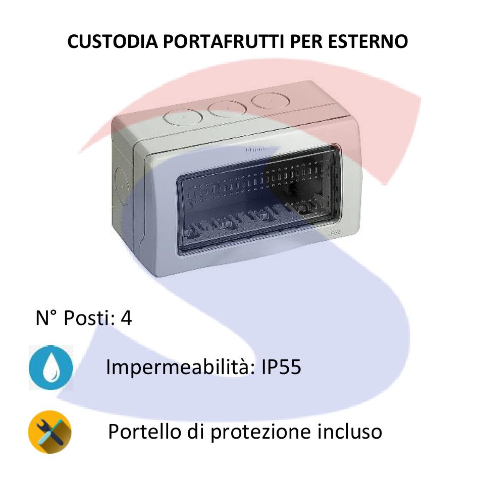 Cassetta portafrutti da esterno 132x76x65 mm 4 posti - BTICINO 25504