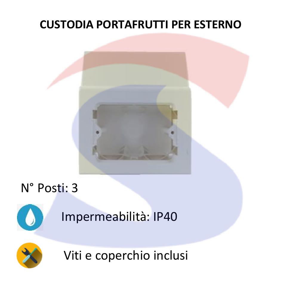 Cassetta portafrutti da esterno 12,5x14,5x4,5 mm 3 posti - BTICINO W11557