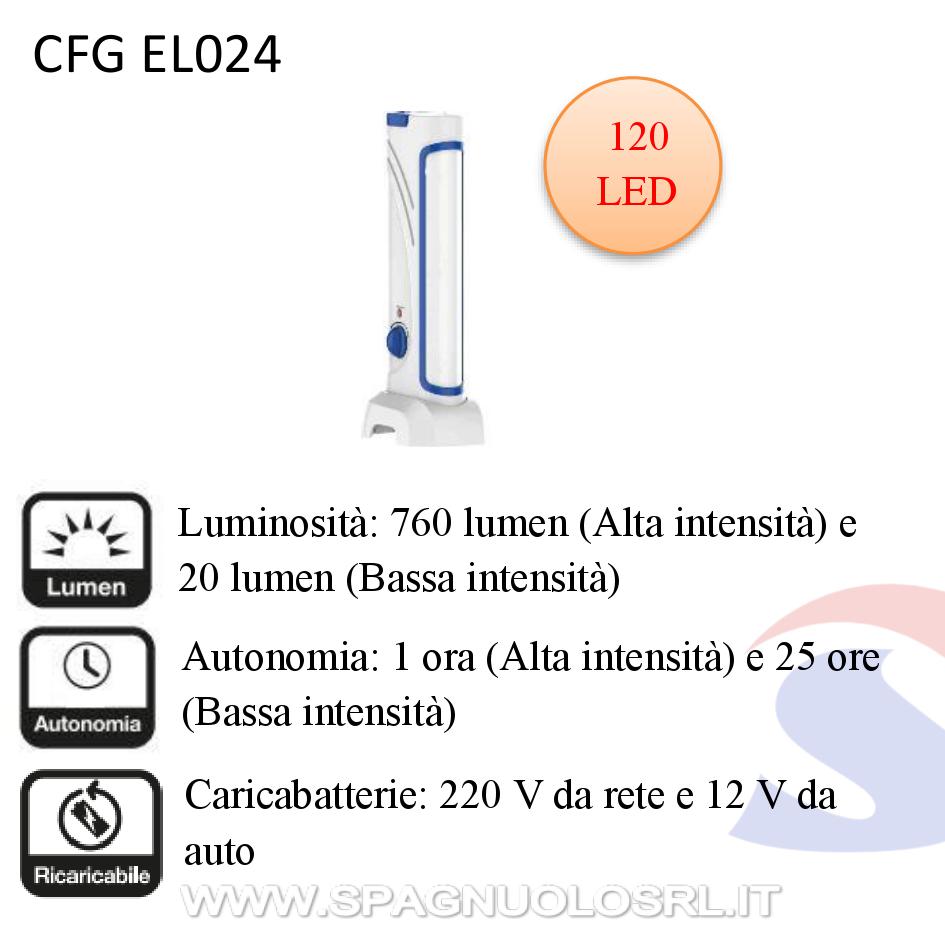 Luce ricaricabile con variatore intensità luminosa 120 Led - CFG EL024
