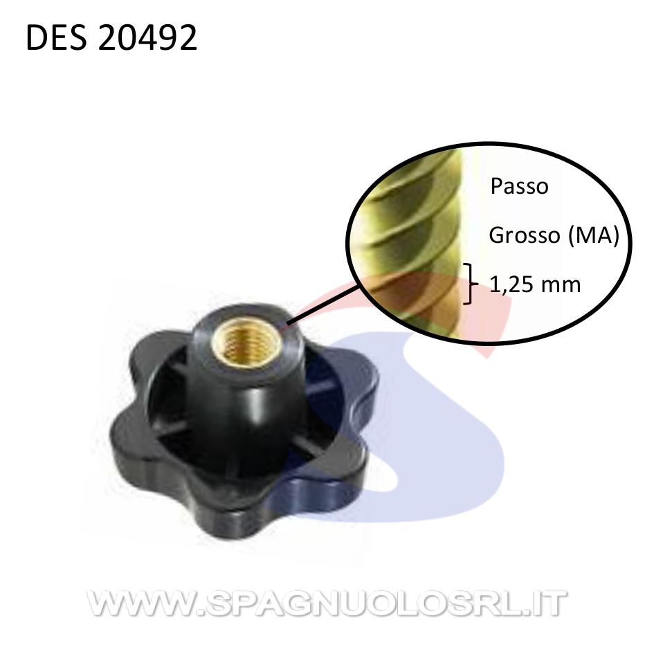 Volantino femmina con boccola di Ø 8 mm e pomello di Ø 30 mm - DE SANTIS 20492