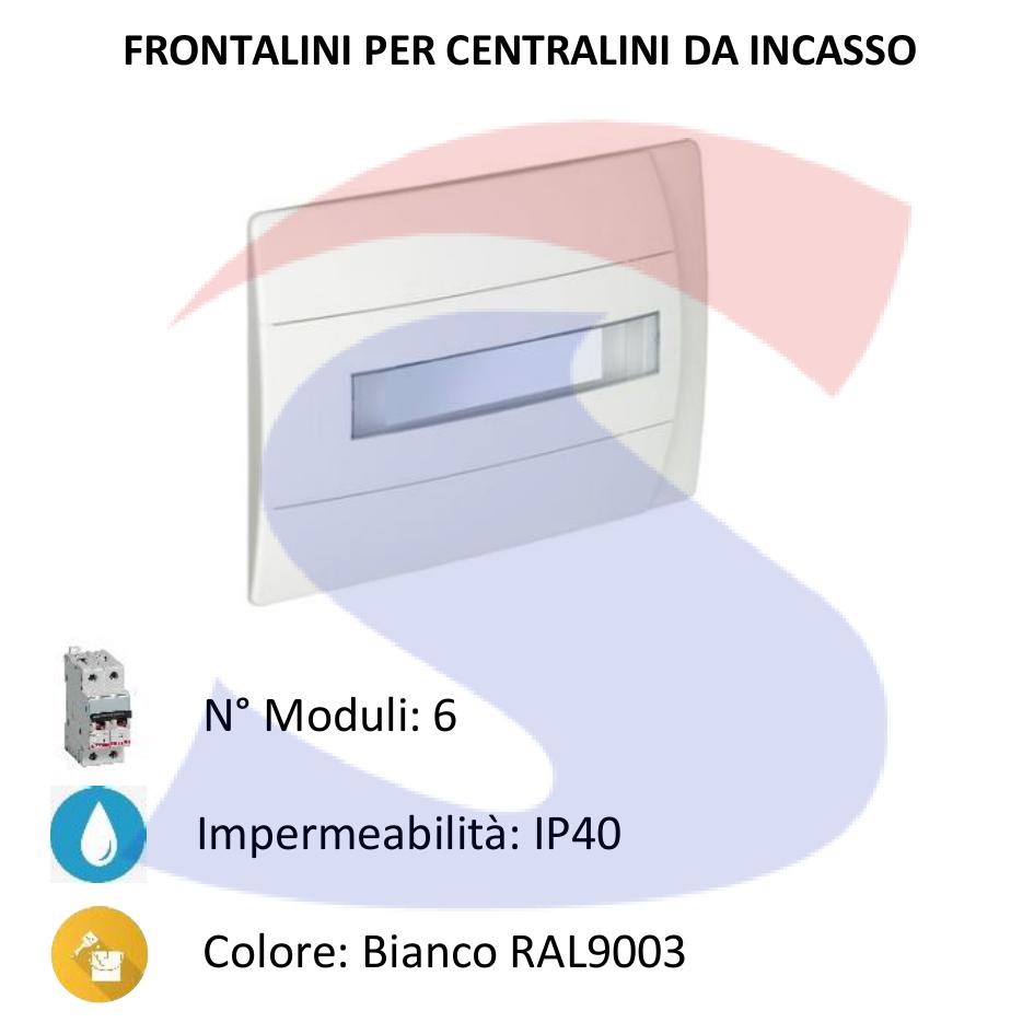 Frontalino in resina termoplastica 6 moduli bianco RAL 9003 - BTICINO E215P/6BN