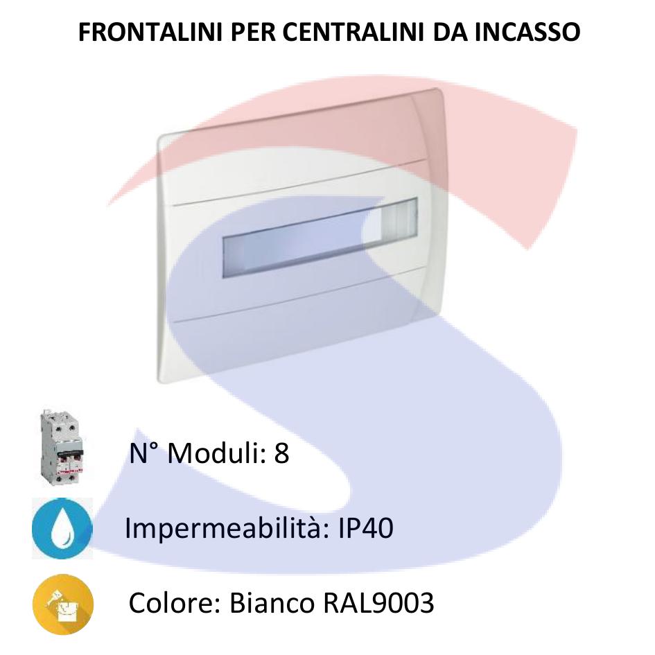 Frontalino in resina termoplastica 8 moduli bianco RAL 9003 - BTICINO E215P/8BN