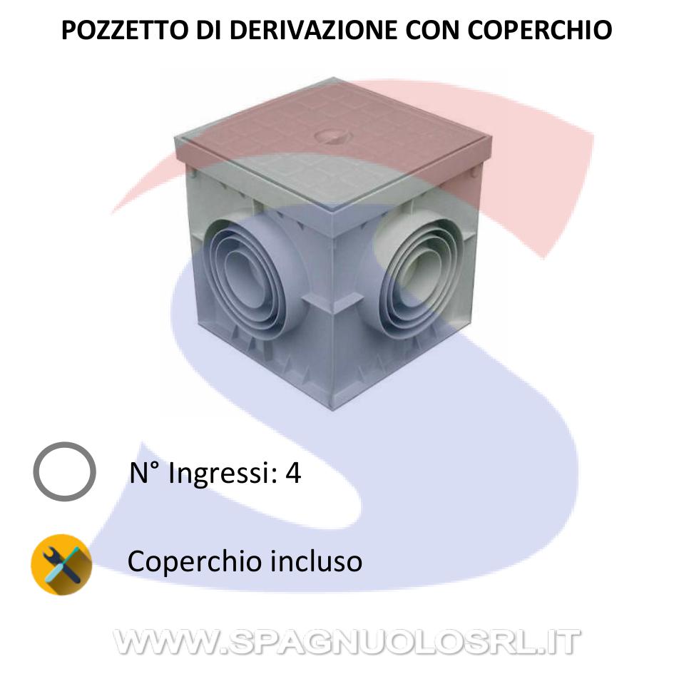 Pozzetto in materiale plastico 200x200x200 mm con coperchio - FAEG 10400