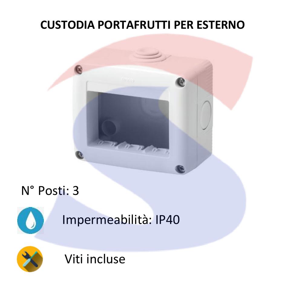 Cassetta portafrutti da esterno 99x82x55 mm 3 posti - GEWISS GW27003