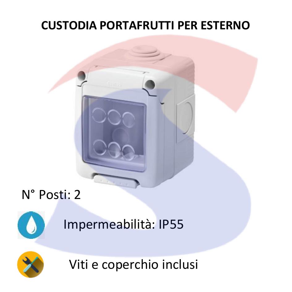 Cassetta portafrutti da esterno 66x82x65 mm 2 posti - GEWISS GW27042