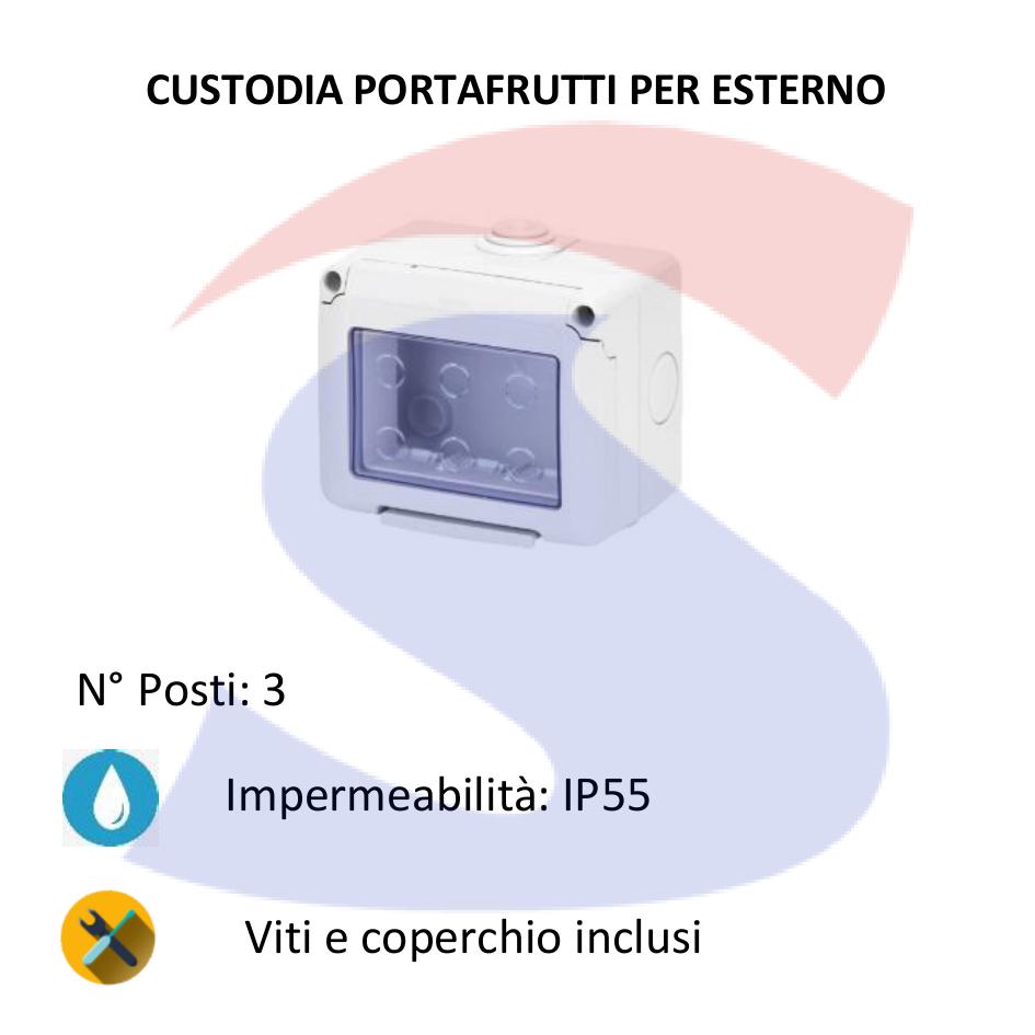 Cassetta portafrutti da esterno 99x82x65 mm 3 posti - GEWISS GW27043