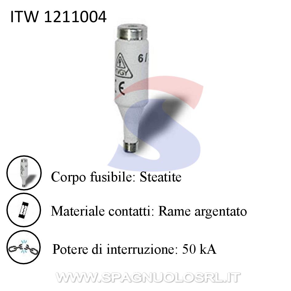 Fusibile Diazed in steatite 13x50 mm 4 A 500 V, Passo E16 - ITALWEBER 1211004