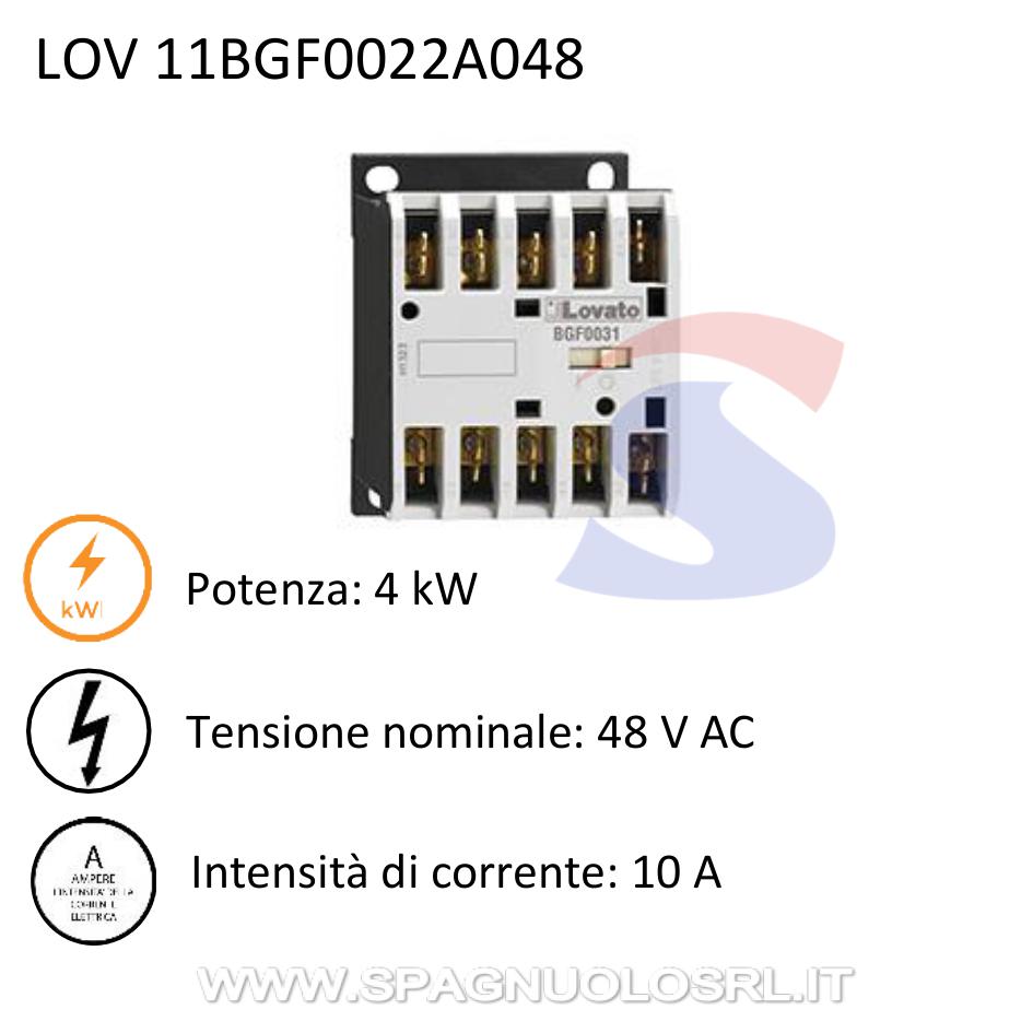 Minicontattore quadripolare 2 NC + 2 NO 48 V 4 kW 10 A - LOVATO 11BGF0022A048