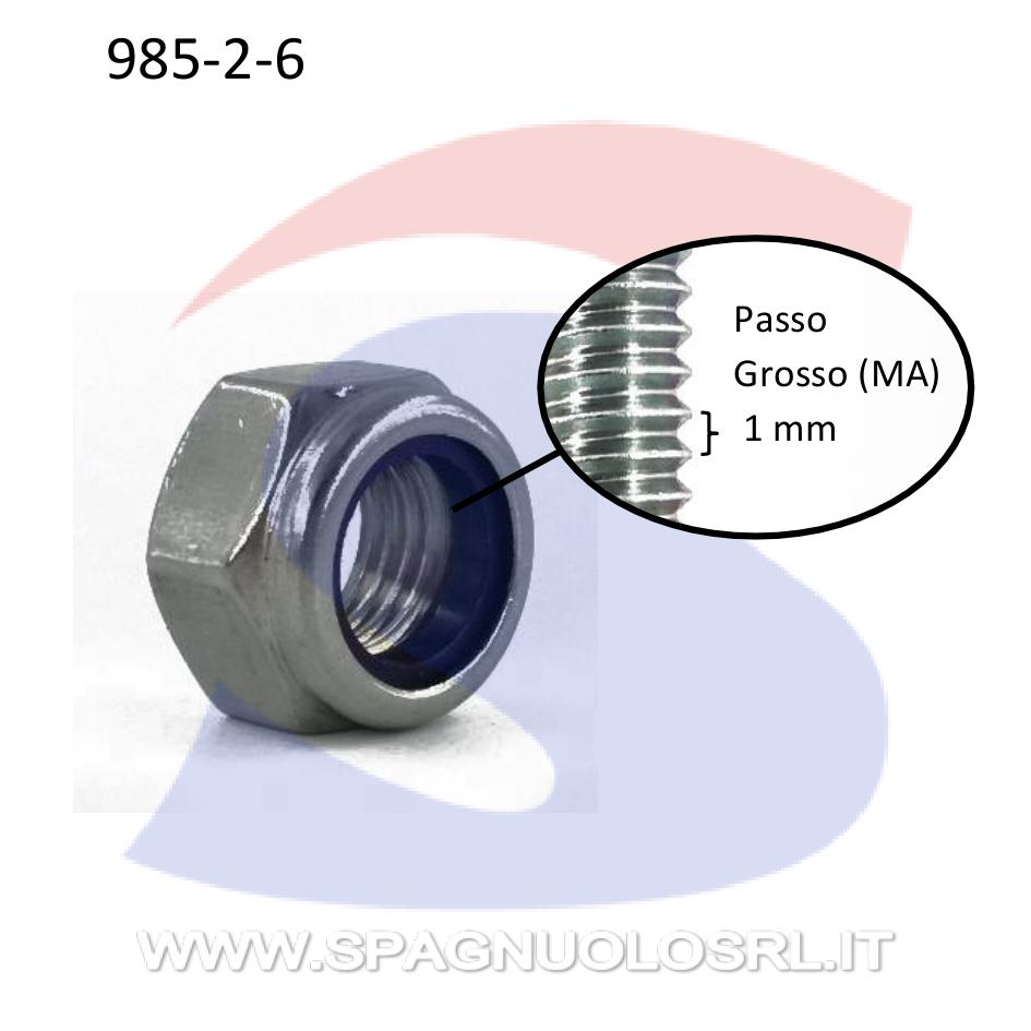 Dado Esagonale Autobloccante Basso Inox Passo Grosso M6 - INOX 985-2-6