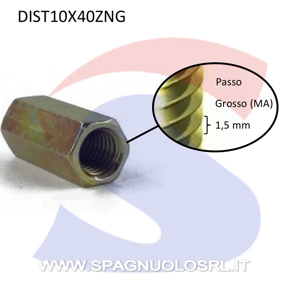 Dado Esagonale Distanziale Zincato Giallo Passo Grosso M10 - VITI DIST10X40ZNG
