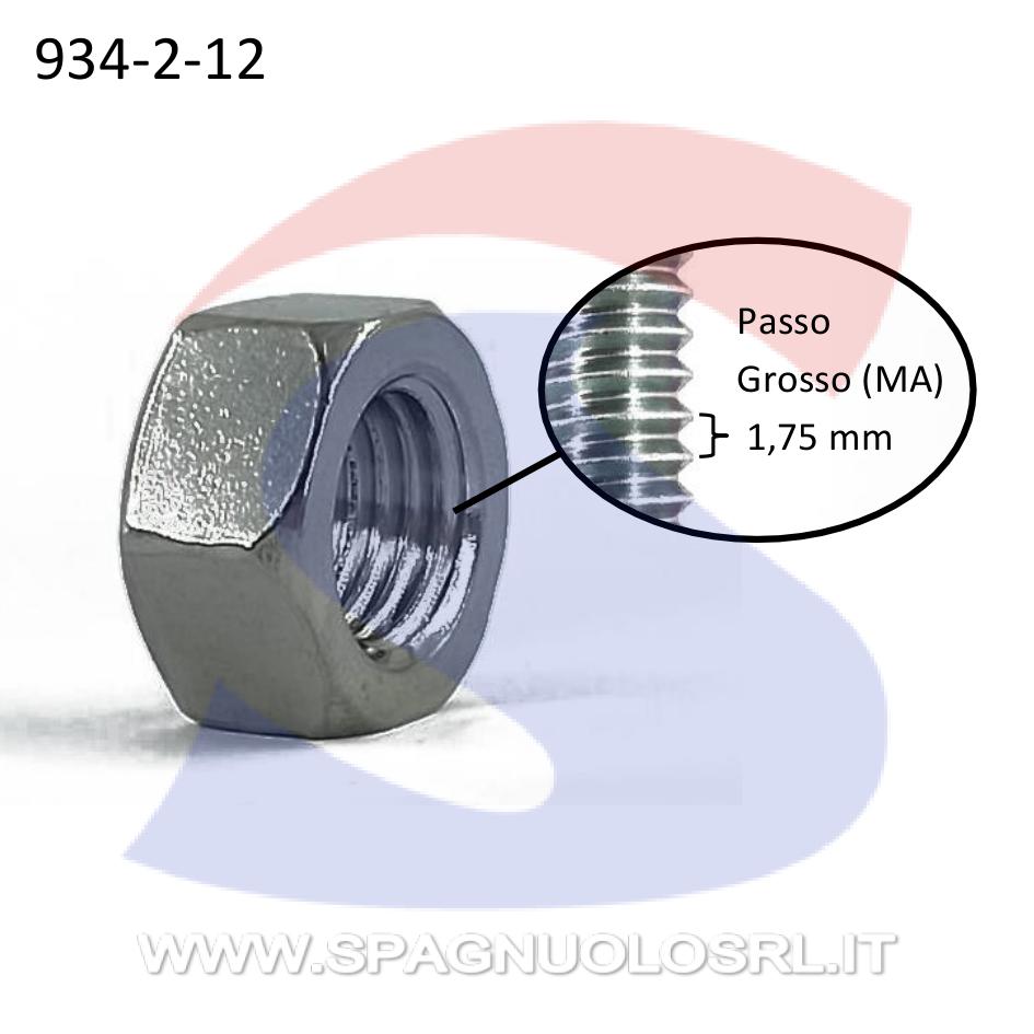 Dado Esagonale Medio Inox Passo Grosso M12 - INOX 934-2-12