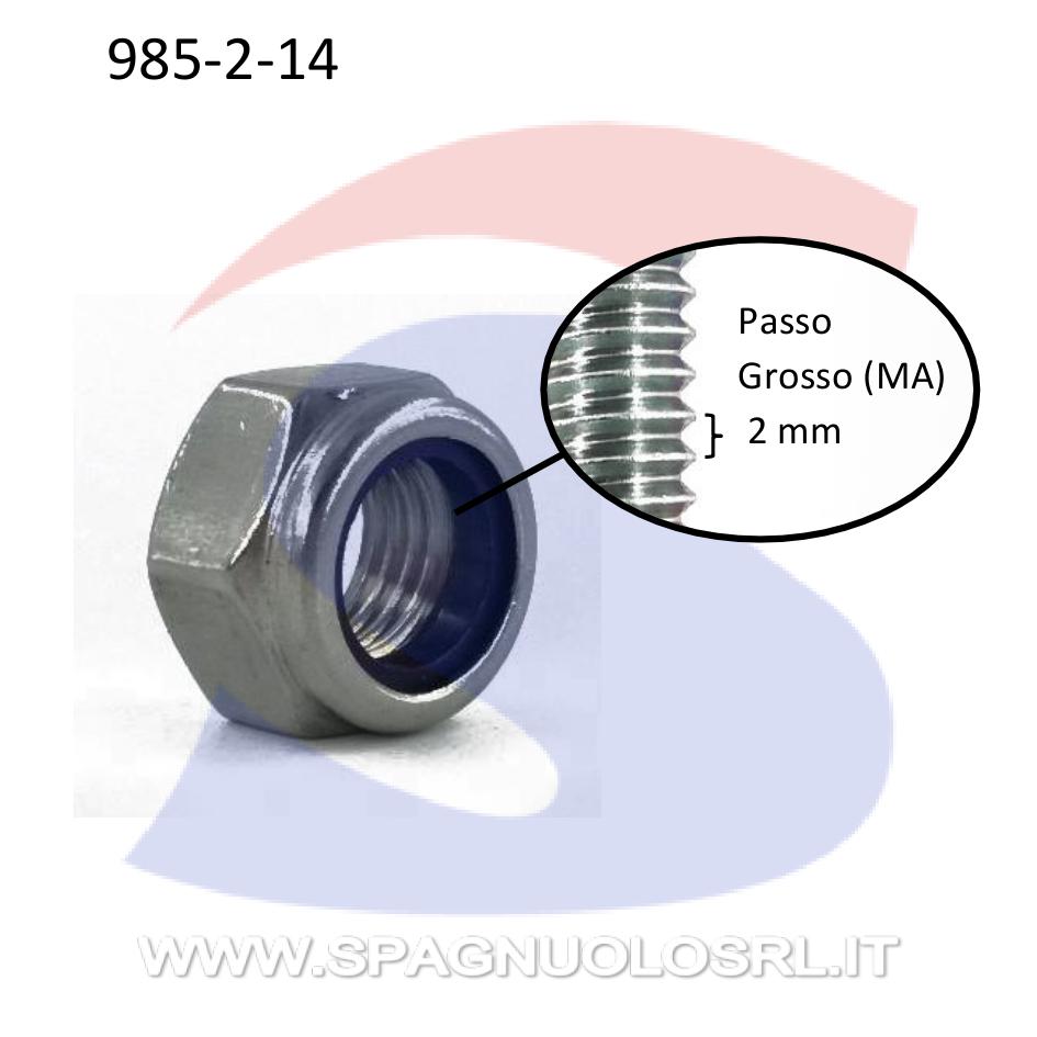 Dado Esagonale Autobloccante Basso Inox Passo Grosso M14 - INOX 985-2-14