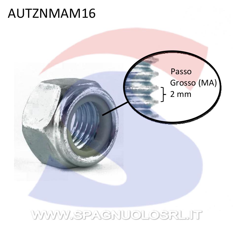 Dado Esagonale Autobloccante Alto Zincato Passo Grosso M16 - VITI AUTZNMAM16