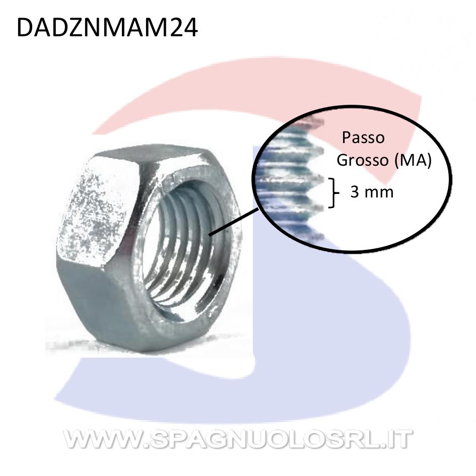 Dado Esagonale Medio Zincato Passo Grosso M24 - VIPA 688V00000024