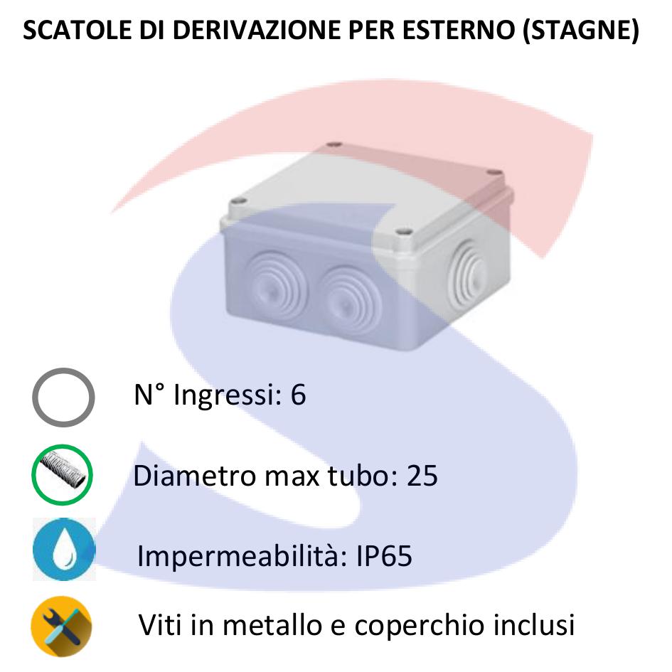 Cassetta di derivazione stagna 100x100x50 mm - MARLANVIL 005