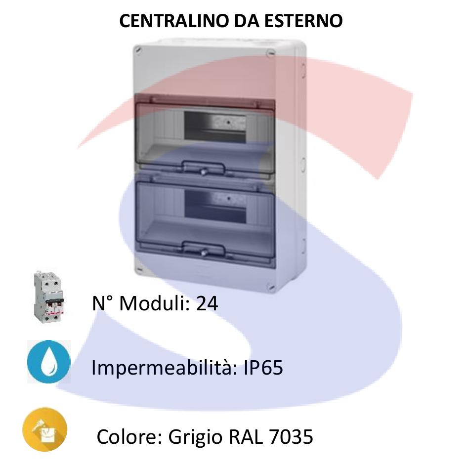 Centralino modulare da esterno 375X250x140 mm 12/24 moduli - MARLANVIL 920.24