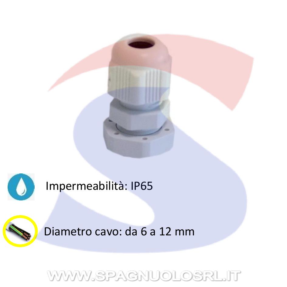 Pressacavo passo PG13,5 per cavo Ø 6 - 12 mm Grigio RAL7035 - MASTER PPG2013.5