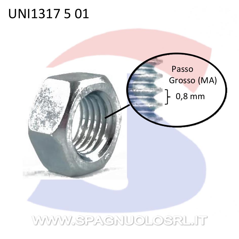 Dado Esagonale Medio Zincato Passo Grosso M5 - UNIFIX 1317 5 01