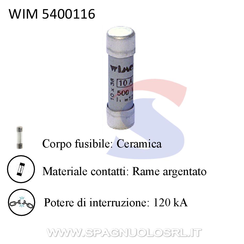 Fusibile CF in ceramica 10,3 x 38 mm 16 A 500V - WIMEX 5400116