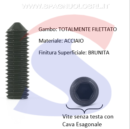GRANI CAVA ESAGONALE M14X50ESTREMITA'CONICA NERE P.GROSSO - VITI GRACONGREM14X50