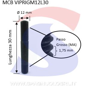 VITI PRIGIONIERE M12 L 30A RADICE CORTA - VITI VIPRIGM12L30