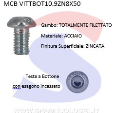 VITE TESTA BOTTONE 10.9 10X16ESAGONALE ZINCATA - VITI VITTBOT10.9ZN10X16