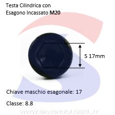Vite a Testa Cilindrica Con Esagono Incassato (TCEI) Brunita 8,8 M20X80 - VITI VITTCEIM20X80