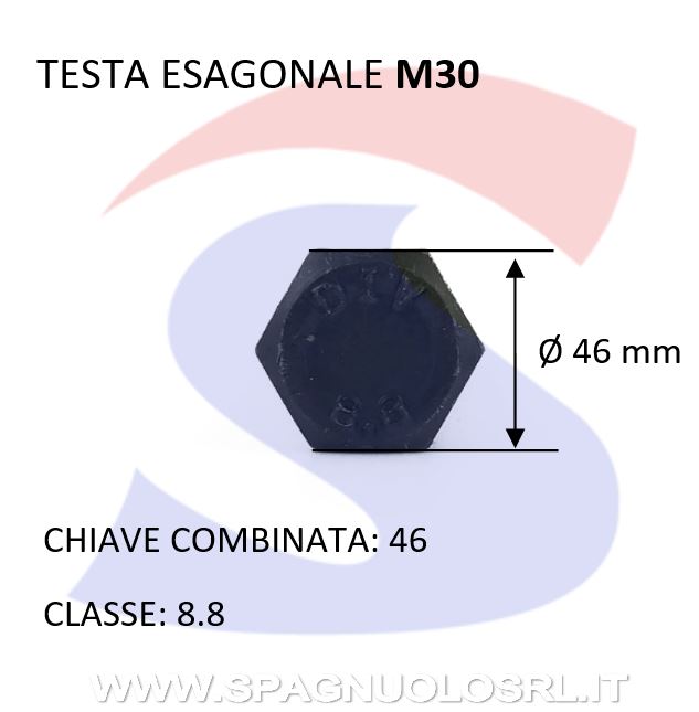 VITE T.ESAG.8,8 M30X140 PASSOGROSSO PARZ.FILET.BRUNITA - VITI VITTEM30X140