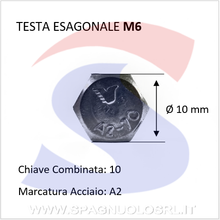 VITE T.ESAG.INOX A2 M6X30 PASSO GROSSO TOTAL.FILET. - INOX 933-2-6*30
