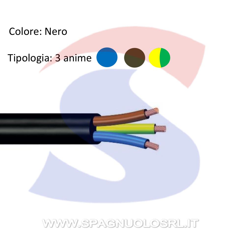 Cavo uso domestico tondo 3 x 1 mm² Nero - 9X9 CAVI H053G1NE