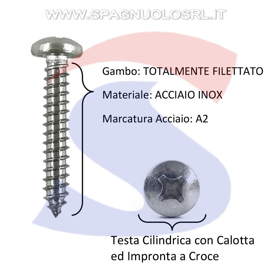 Vite Autofilett. TC Calotta ed impronta a Croce Inox 4,8X16 - INOX 7981-2-4.8*16
