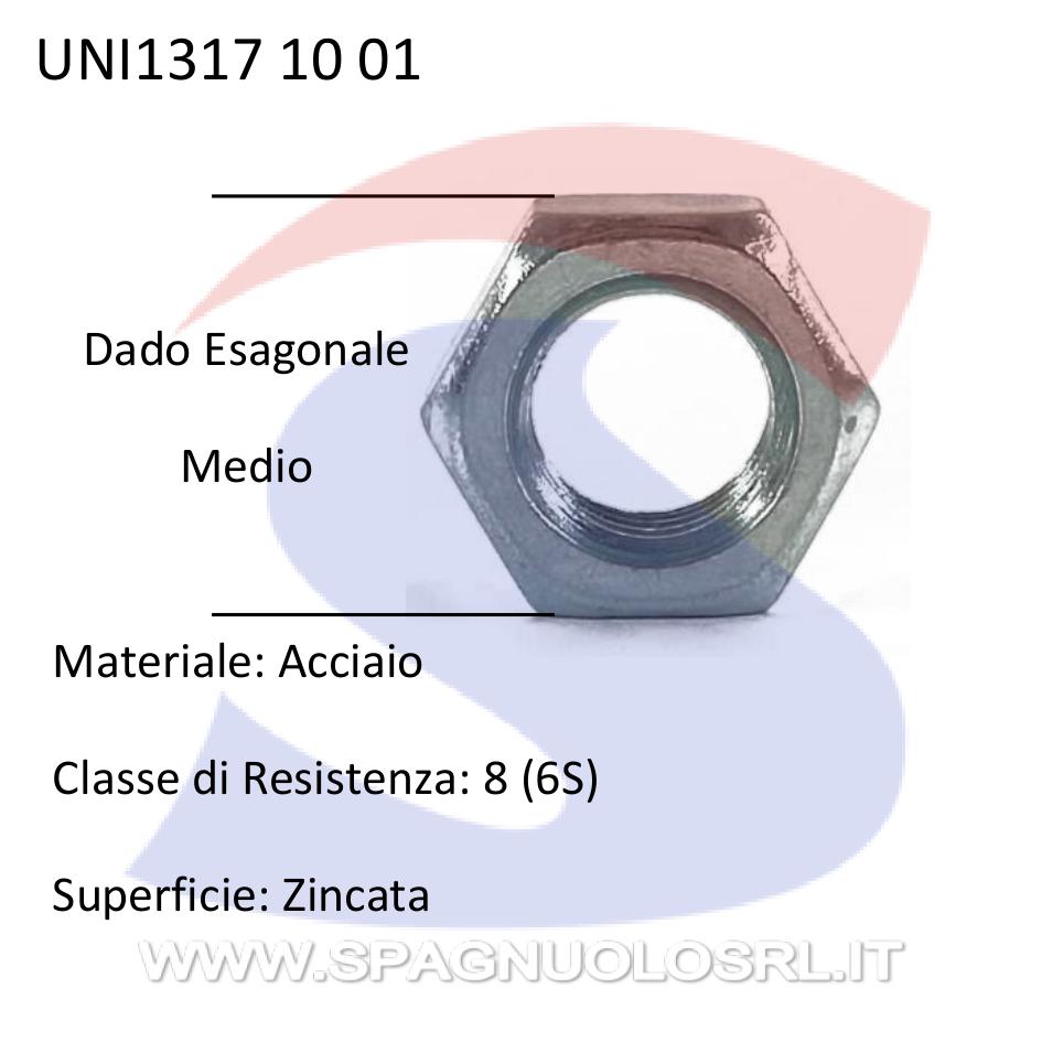 Dado Esagonale Medio Zincato Passo Grosso M10 - UNIFIX 1317 10 01
