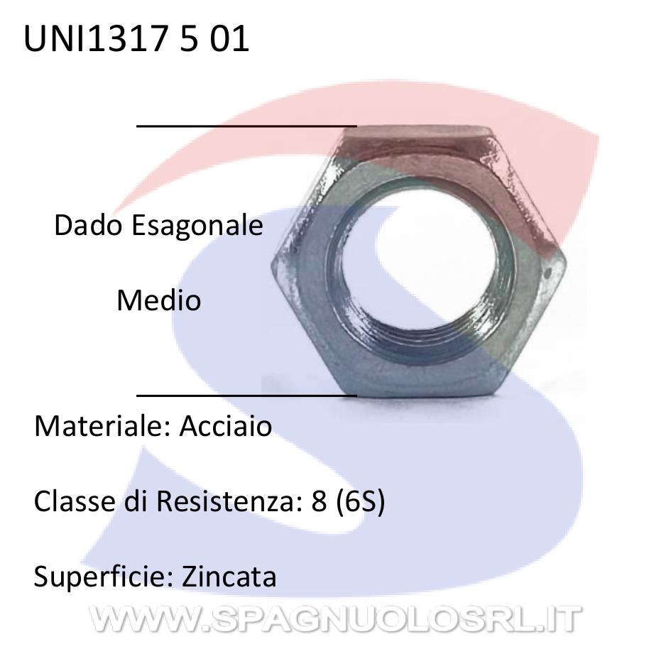 Dado Esagonale Medio Zincato Passo Grosso M5 - UNIFIX 1317 5 01
