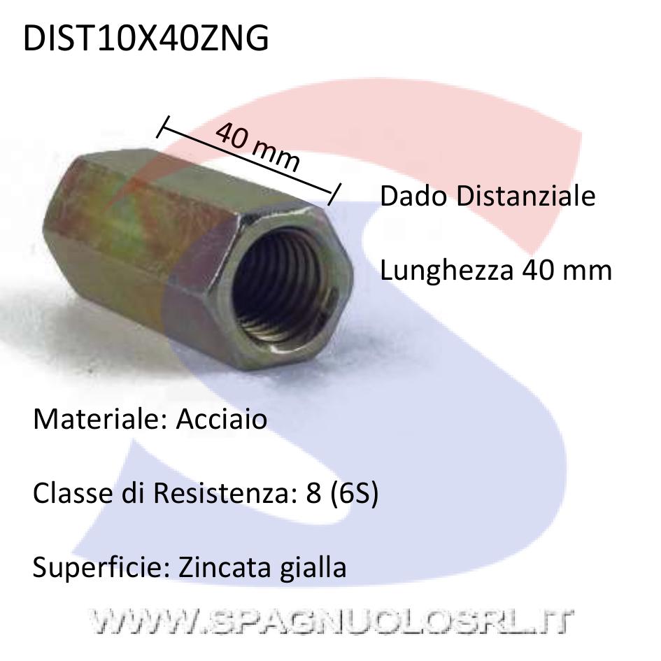 Dado Esagonale Distanziale Zincato Giallo Passo Grosso M10 - VITI DIST10X40ZNG