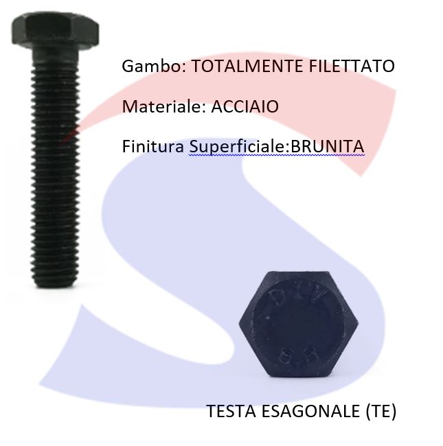 VITE T.ESAG 8.8 M18X80 PASSO GROSSO TOTAL.FILET.BRUNITA - VITI VITTEM18X80TF