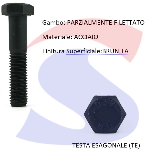 VITE T.ESAG.8,8 M30X140 PASSOGROSSO PARZ.FILET.BRUNITA - VITI VITTEM30X140