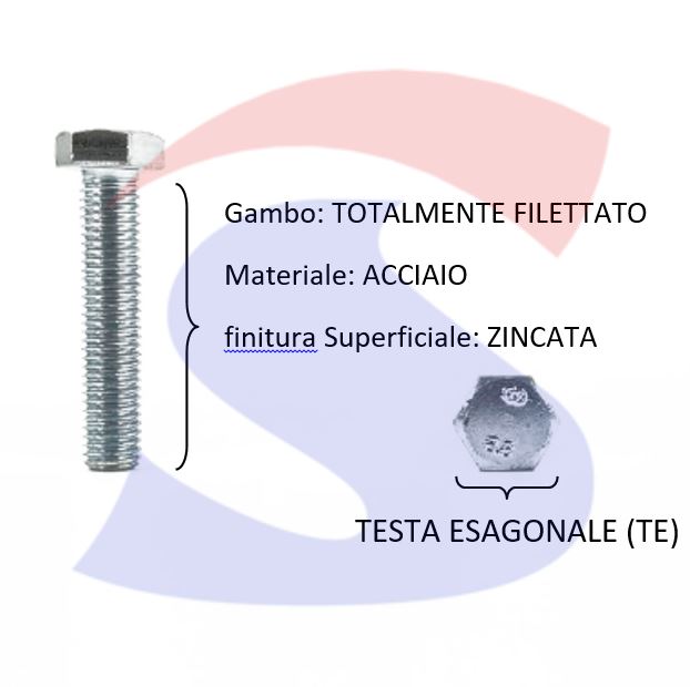 VITE T.ESAG 8.8 M14X120 PASSOGROSSO TOTAL.FILET.ZINCATA - VITI VITTEZNM14X120TF