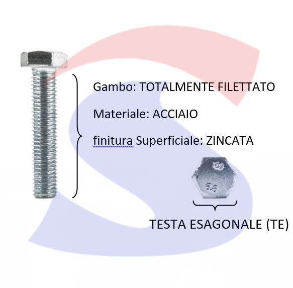 VITE T.ESAG.8.8 M8X35 PASSO GROSSO TOTAL.FILET.ZINCATA - VITI VITTEZNM8X35